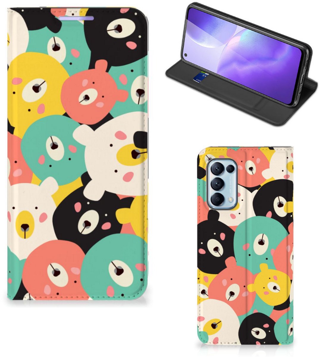 Book Case voor OPPO Find X3 Lite Magnet Case Bears