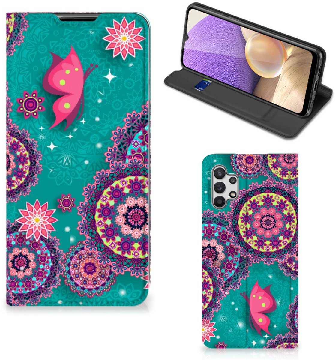 Samsung Galaxy A32 5G Bookcase Cirkels en Vlinders