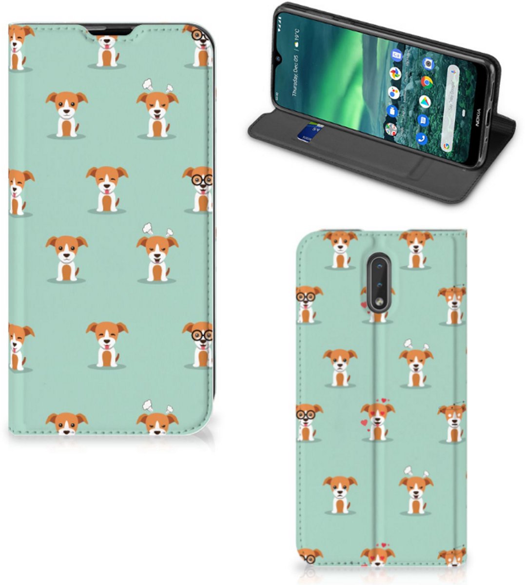 Book Case voor Nokia 2.3 Hoesje maken Pups