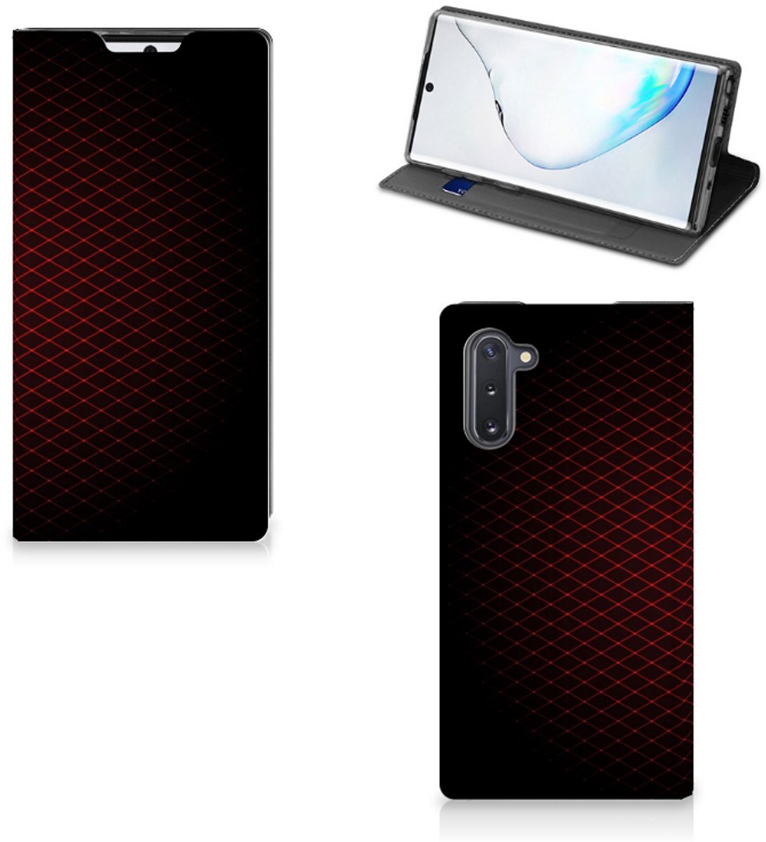 Samsung Galaxy Note 10 Hoesje met Magneet Geruit Rood
