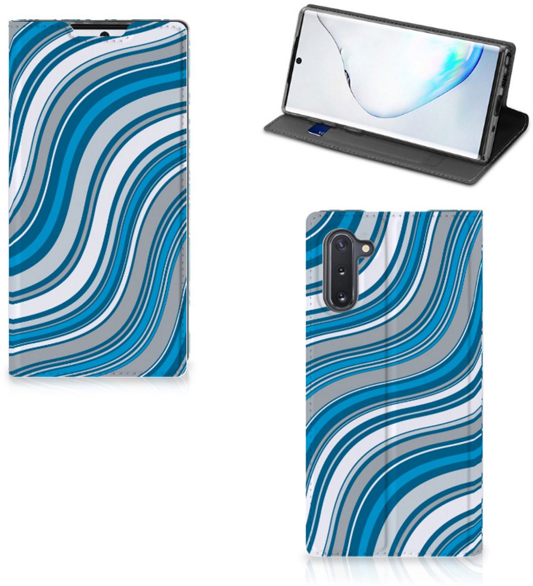 Samsung Galaxy Note 10 Hoesje met Magneet Waves Blue
