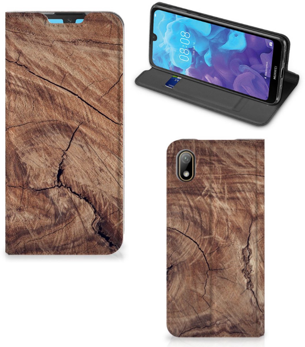Book Case voor Huawei Y5 (2019) Book Wallet Case Tree Trunk