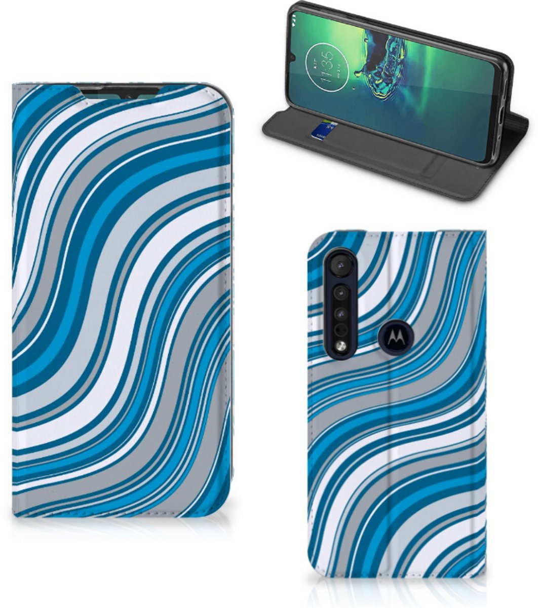 Motorola G8 Plus Hoesje met Magneet Waves Blue