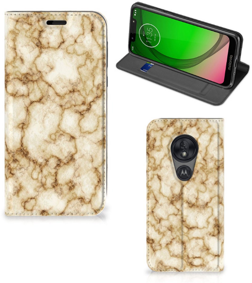 Motorola Moto G7 Play Standcase Marmer Goud