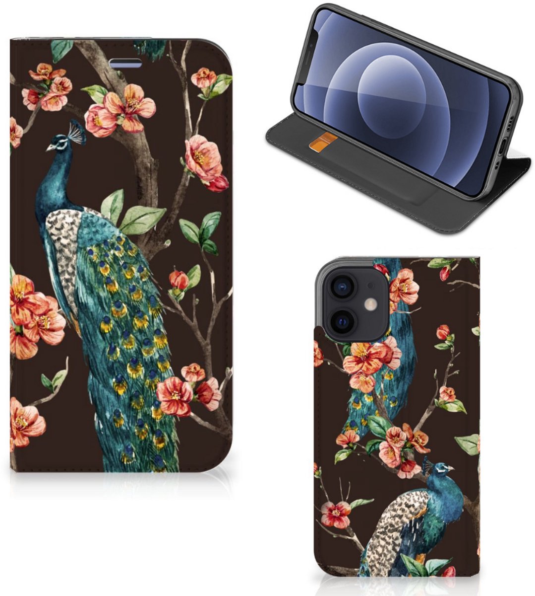 iPhone 12 Mini Hoesje maken Pauw met Bloemen