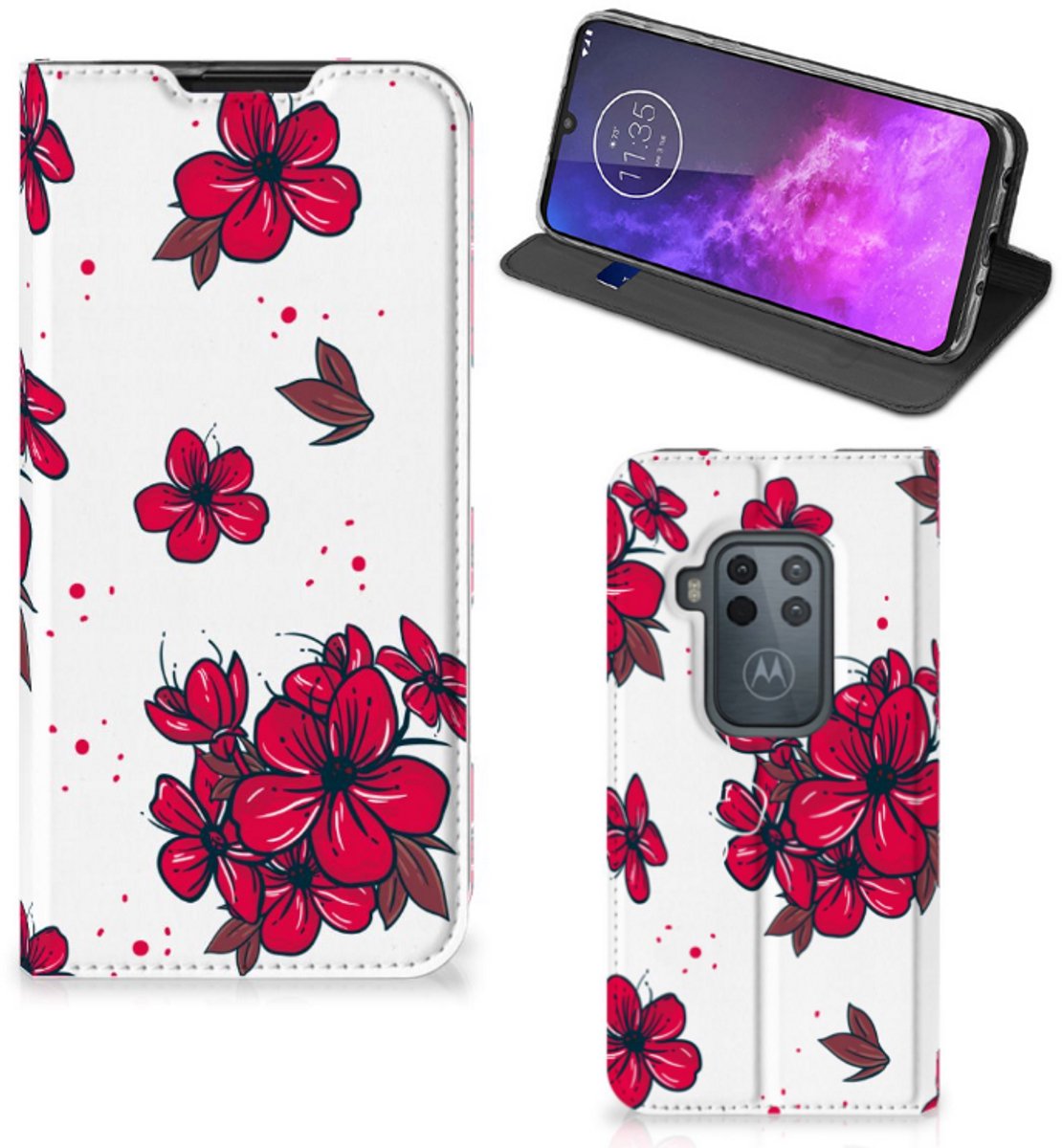 Motorola One Zoom Smart Cover Blossom Red