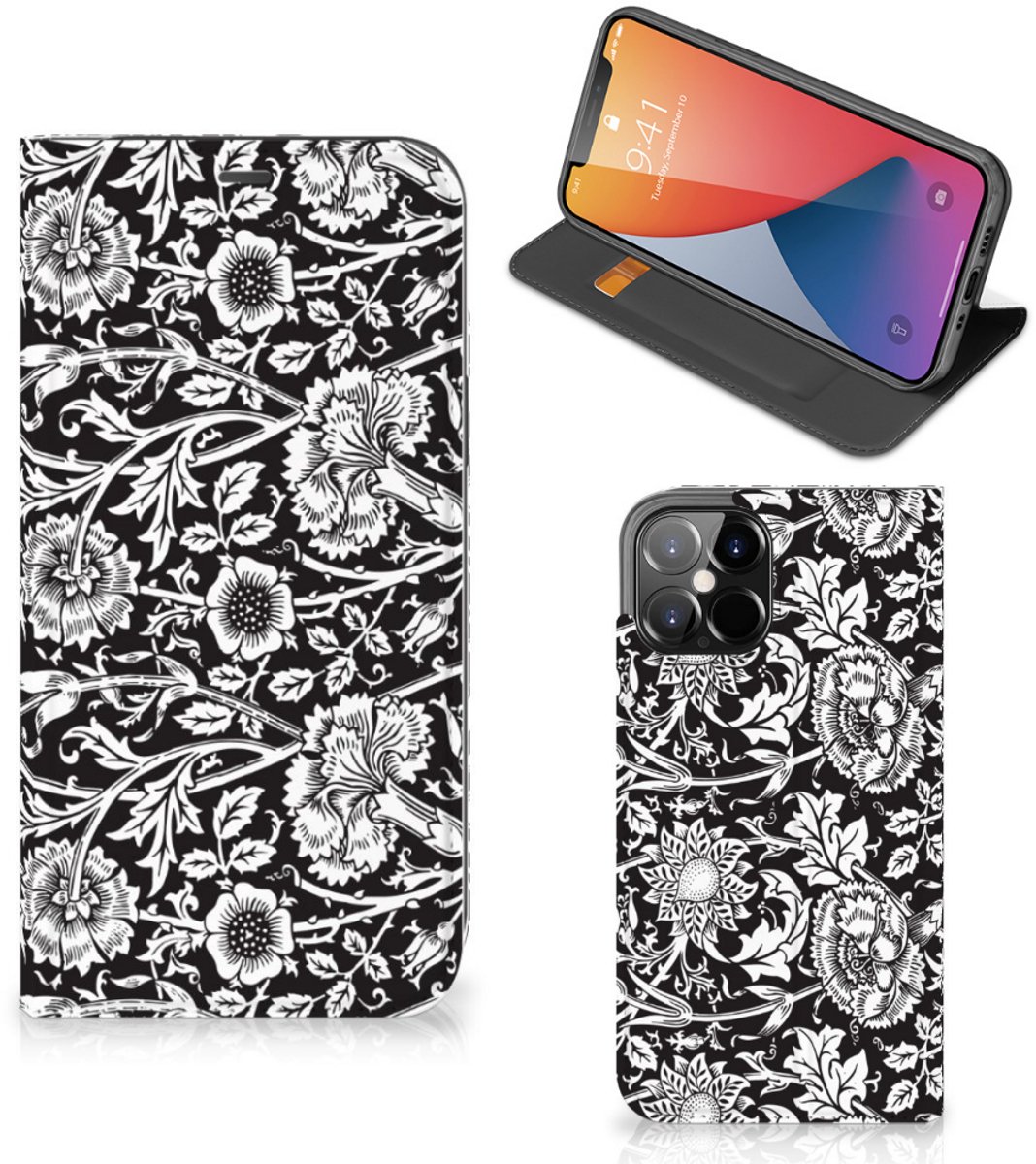 iPhone 12 Pro Max Smart Cover Black Flowers