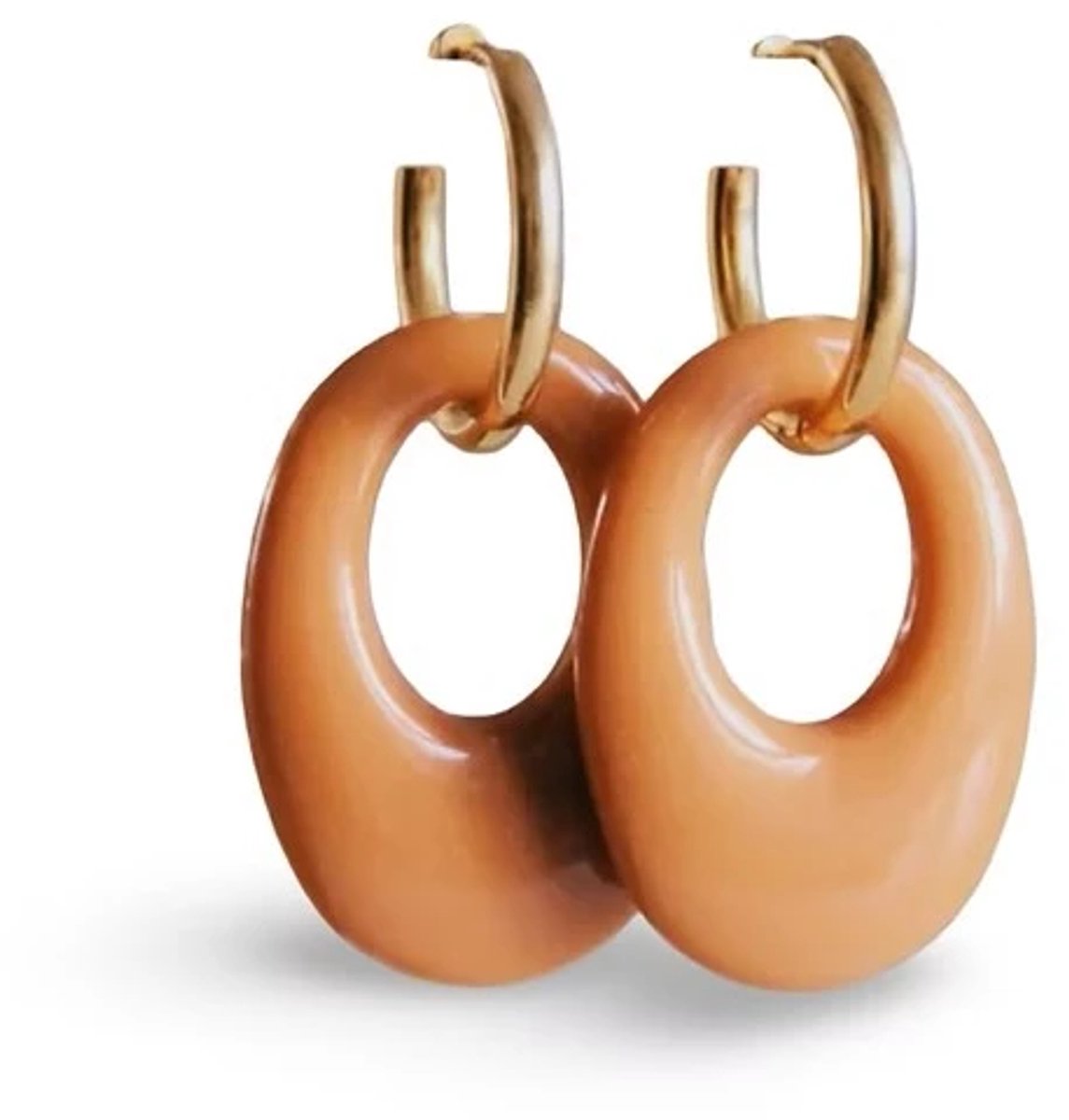 Oorbellen druppel cognac