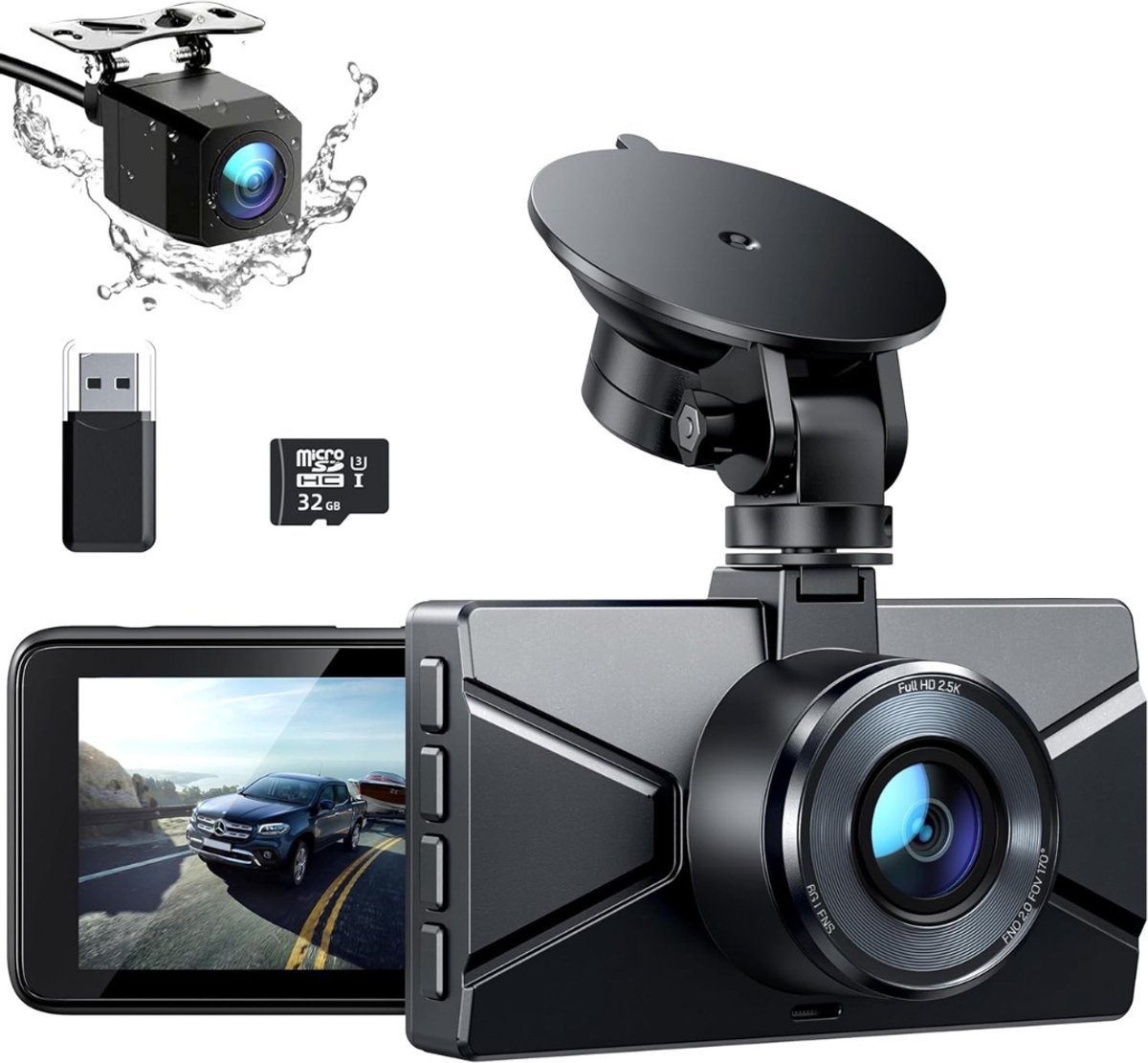 Core® Dashcam voor Auto Voor en Achter - Dashcam - Zwart - 9cm x 4cm x 5cm