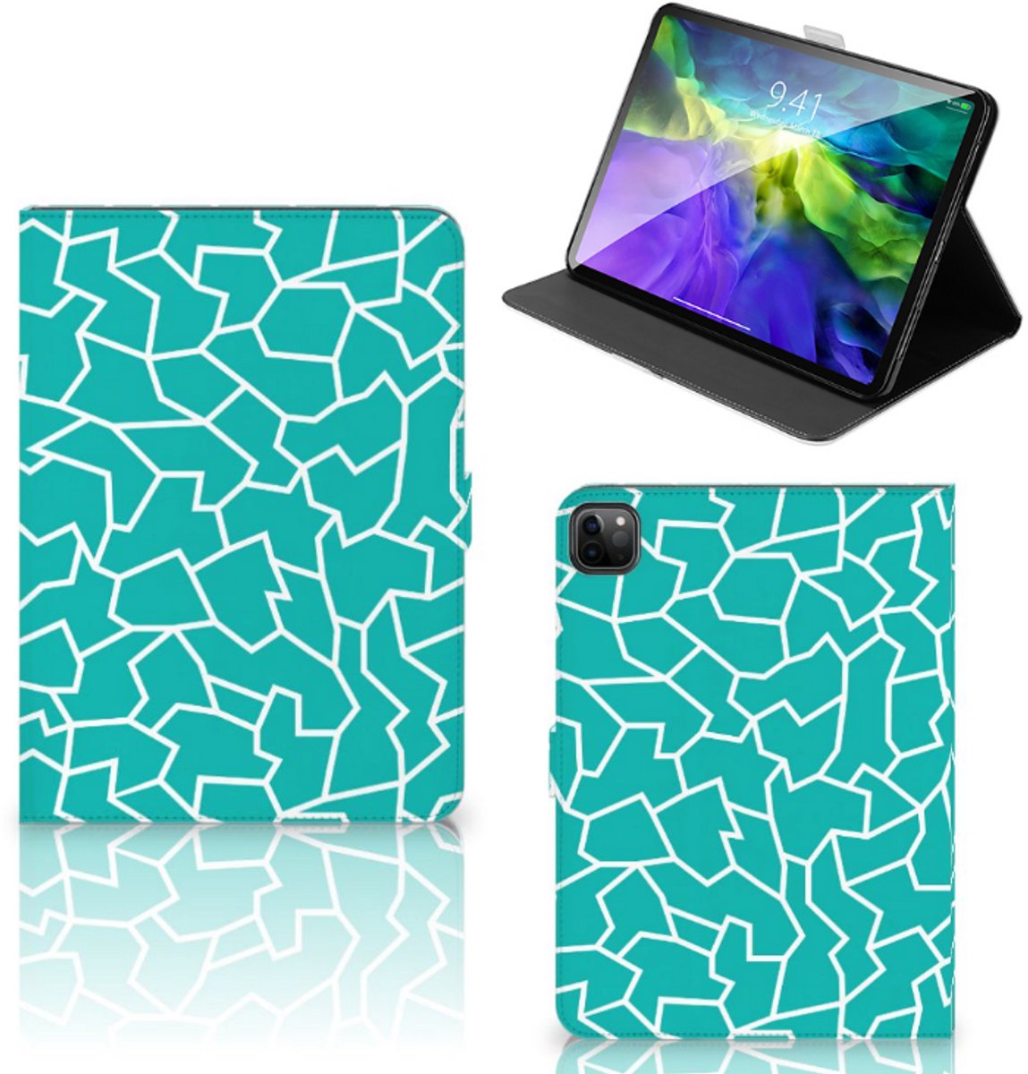 Book Case voor iPad Pro 11 2020/2021/2022 Hoes Cracks Blue