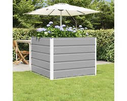 vidaXL - Plantenbak - Lichtgrijs - 100 - x - 100 - x - 75 - cm - Staal