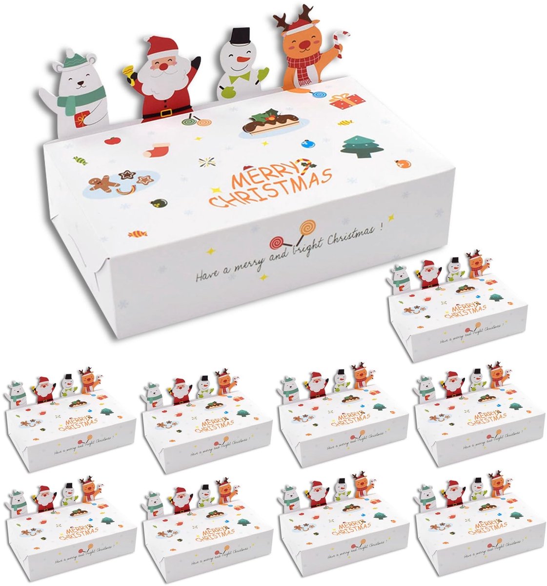 KASESSS Vouwbare Cadeauboxen voor Kerst, Set van 10 - 15x9x4 cm