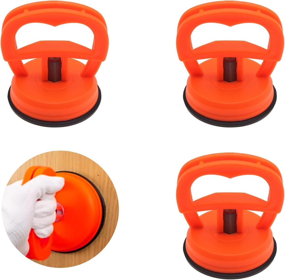 Zuignap 3 stuks oranje diameter 5,7 cm - maximale draagkracht 15 kg - vacuüm zuignap voor autodeuken - mobiele telefoons - glasplaten - laptops - bevestigingsmateriaal