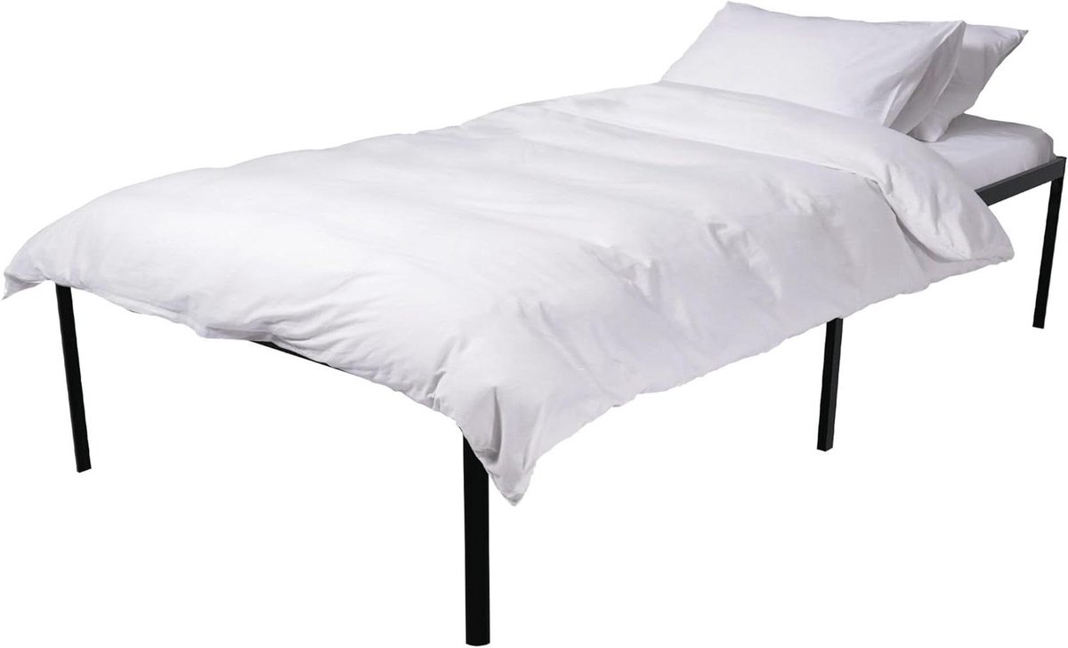 Metalen Bedframe - Ledikant Metaal - Opbergruimte Creëren - Inclusief Lattenbodem - 200x100x41 cm - Zwart