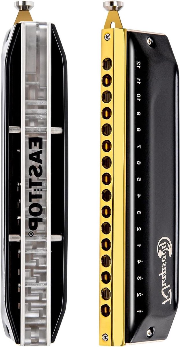 Chromatische Harmonica - Mondharmonica - Muziek Maken - Rond Mondstuk Ontwerp - 16 Gaten - Goud