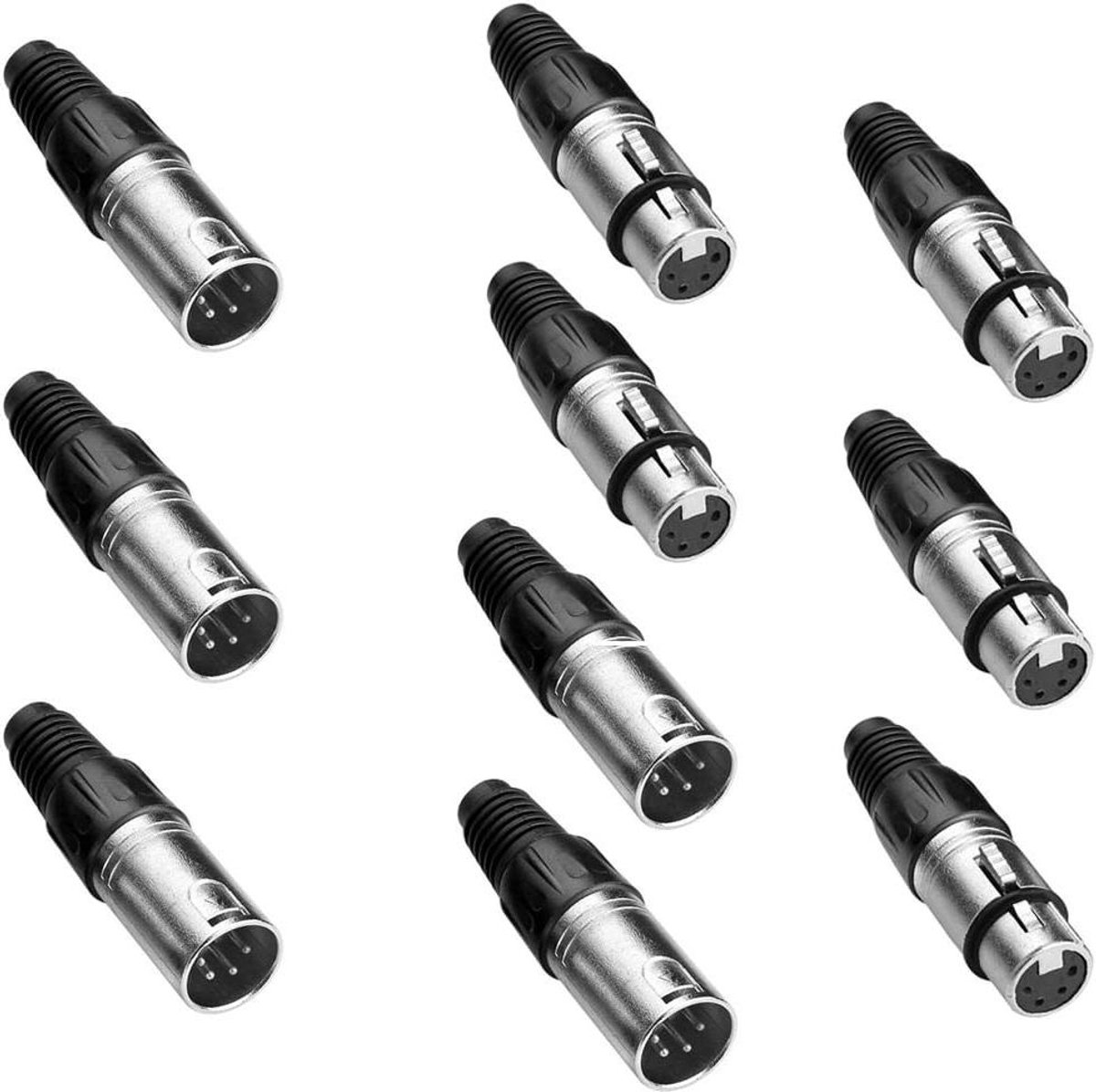 XLR Connectoren - Microfoon Pluggen - Audio Verbindingen - 4-polige Interface - 10 stuks - Zwart