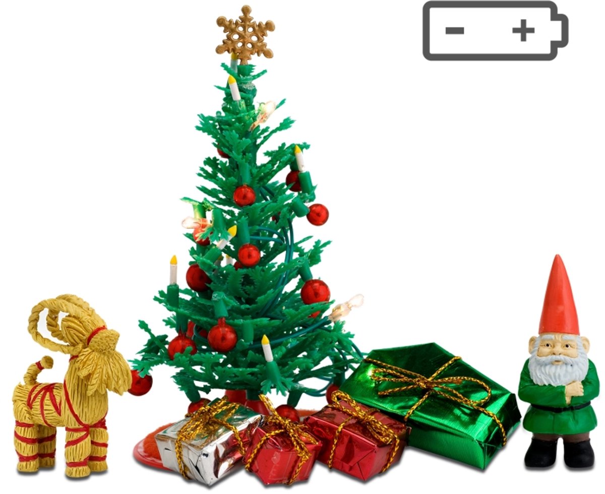 Lundby poppenhuis kerstboom set met accessoires - 1:18 schaal.