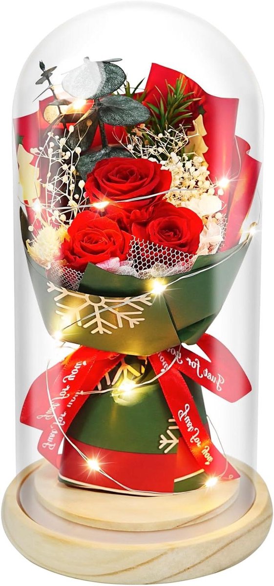 Geconserveerde Rozen - Eeuwige Bloemen - Woondecoratie - Echte Bloemen - 10.4 cm breed 20.6 cm hoog - Rood