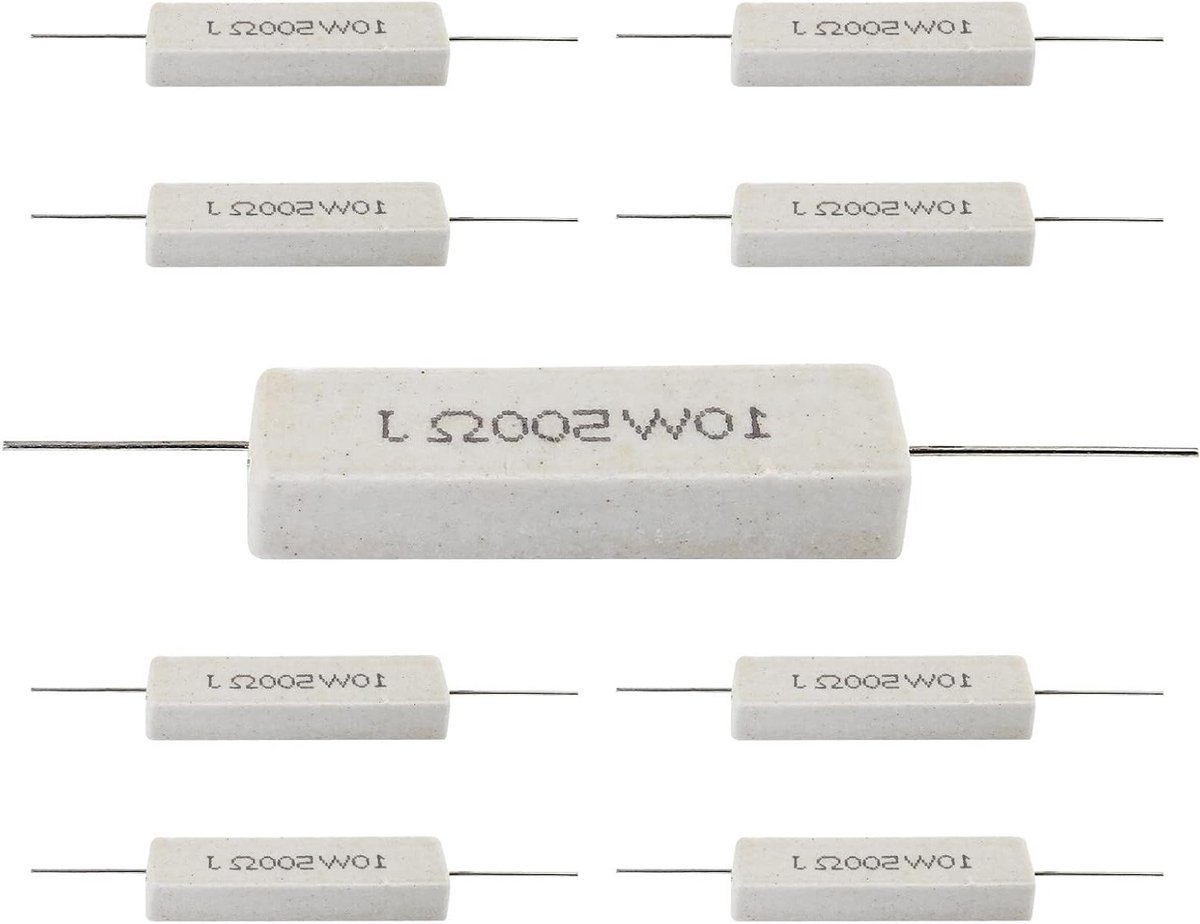 Cementweerstand 10 Watt - Keramische weerstand Vermogensweerstand - Elektronica Reparatie - Niet-inductief Ontwerp - 500 Ohm - Wit