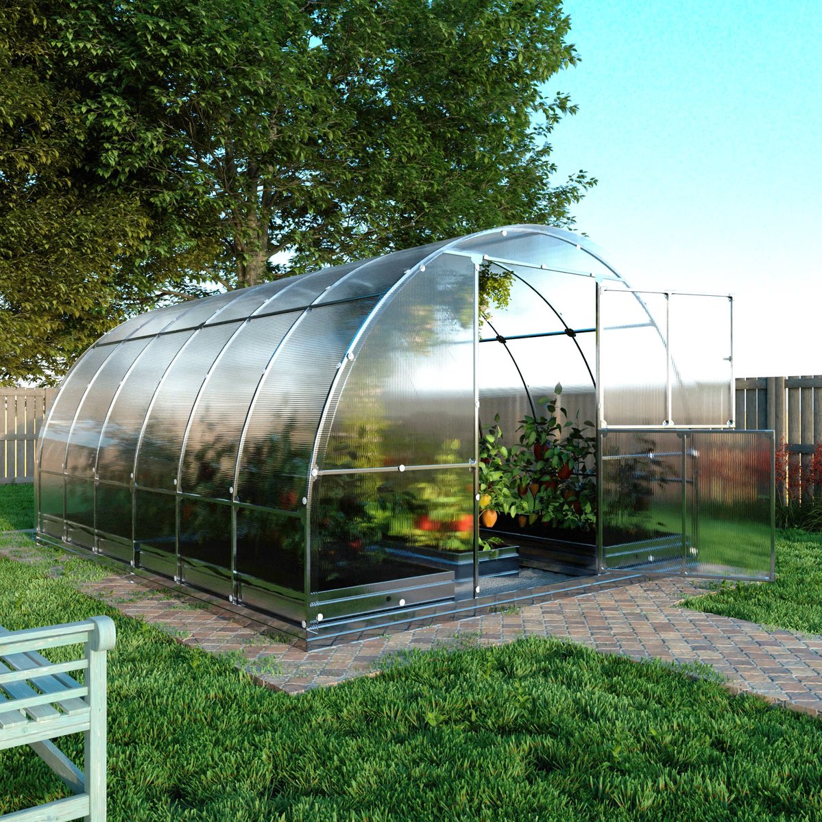 KLASIKA TUBE Tuinkas - Serre - Polycarbonaat - 3 x 4 m - 6 mm - Automatische Deuropener