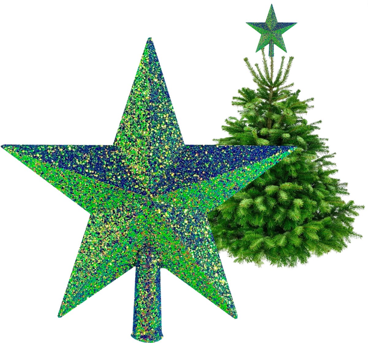 Inspiruj - Czubek choinkowy - Holografische Groene Ster - 20 cm - Brokaat
