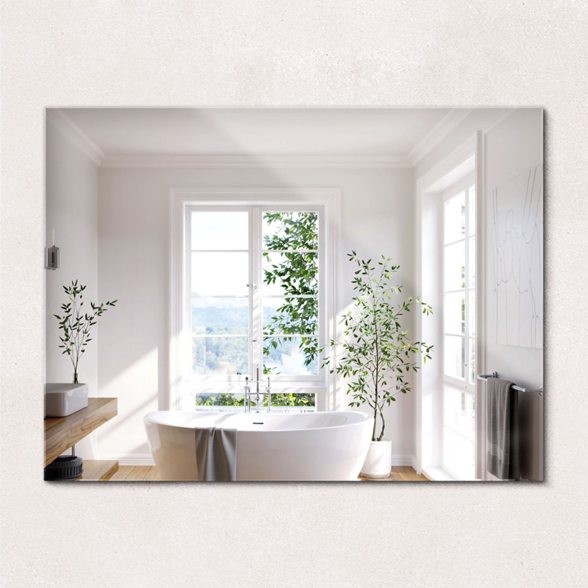 ArtPrintCave Wandspiegel - Rechthoekige Spiegel Frameloos - 80x60 cm - Inloopkastspiegel – Badkamerspiegel - Toiletspiegel - Spiegel Rechthoek Zonder Lijst - Moderne Wandspiegel - Rechthoekige Spiegel Zonder Lijst
