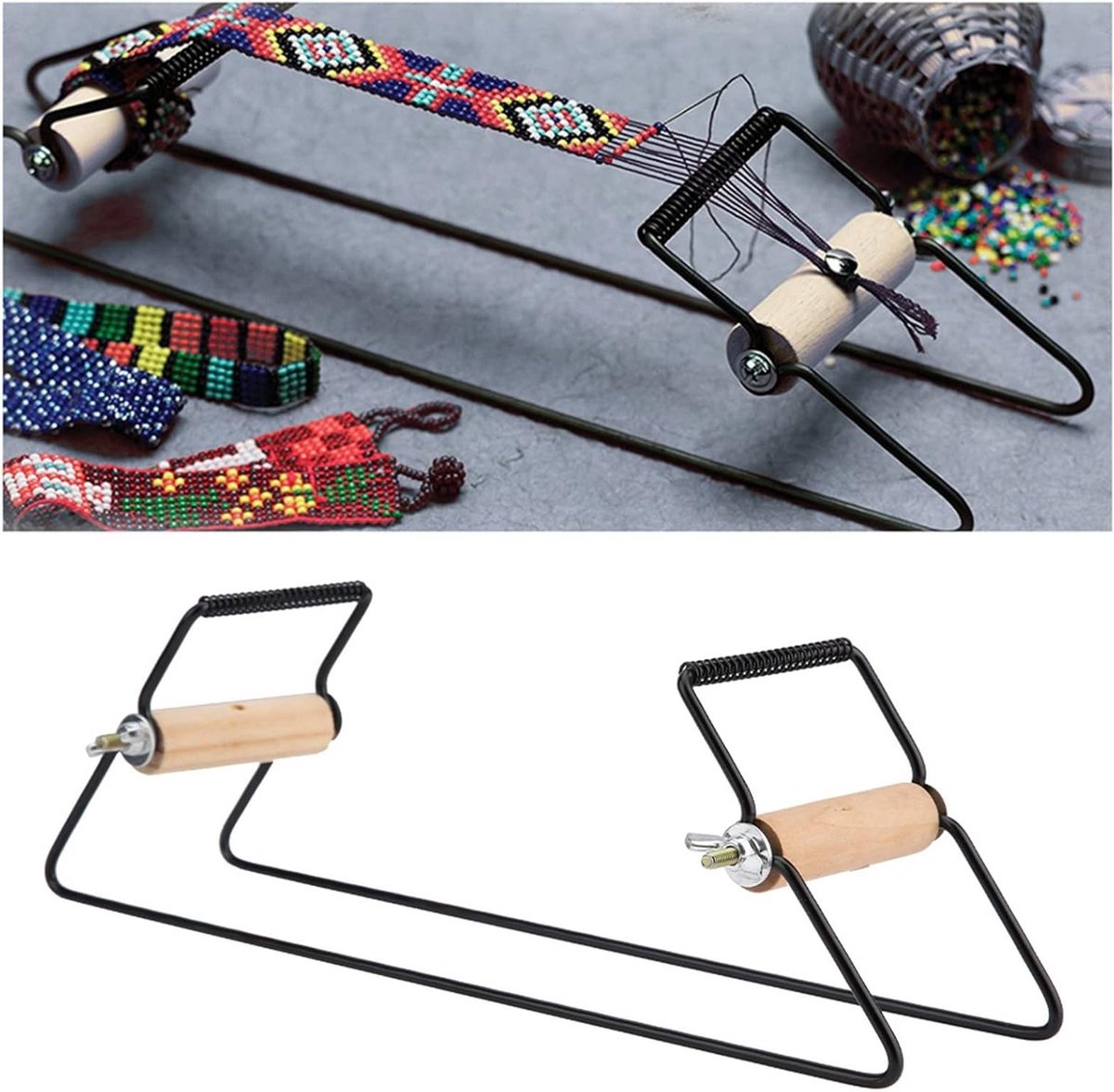 Set voor het Maken van Armbanden met Houten en RVS Kralen - DIY Handgemaakte Sieraden en Breimachines voor Creatieve Projecten