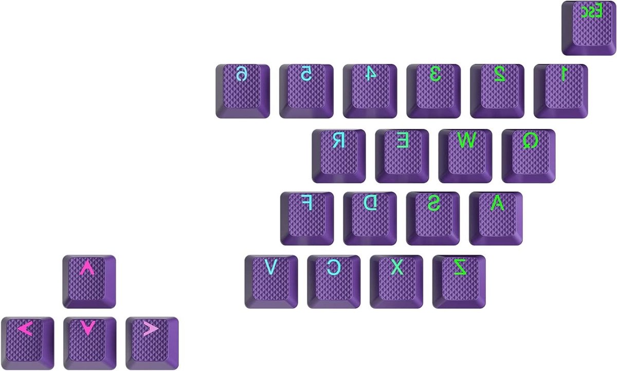 Rubberen Toetsenset - Keycaps Set - Gaming Prestaties Verbeteren - Antislip Diamanttextuur - 23 Toetsen - Paars