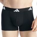 Zwarte Adidas boxershort met witte logo's op de band.
