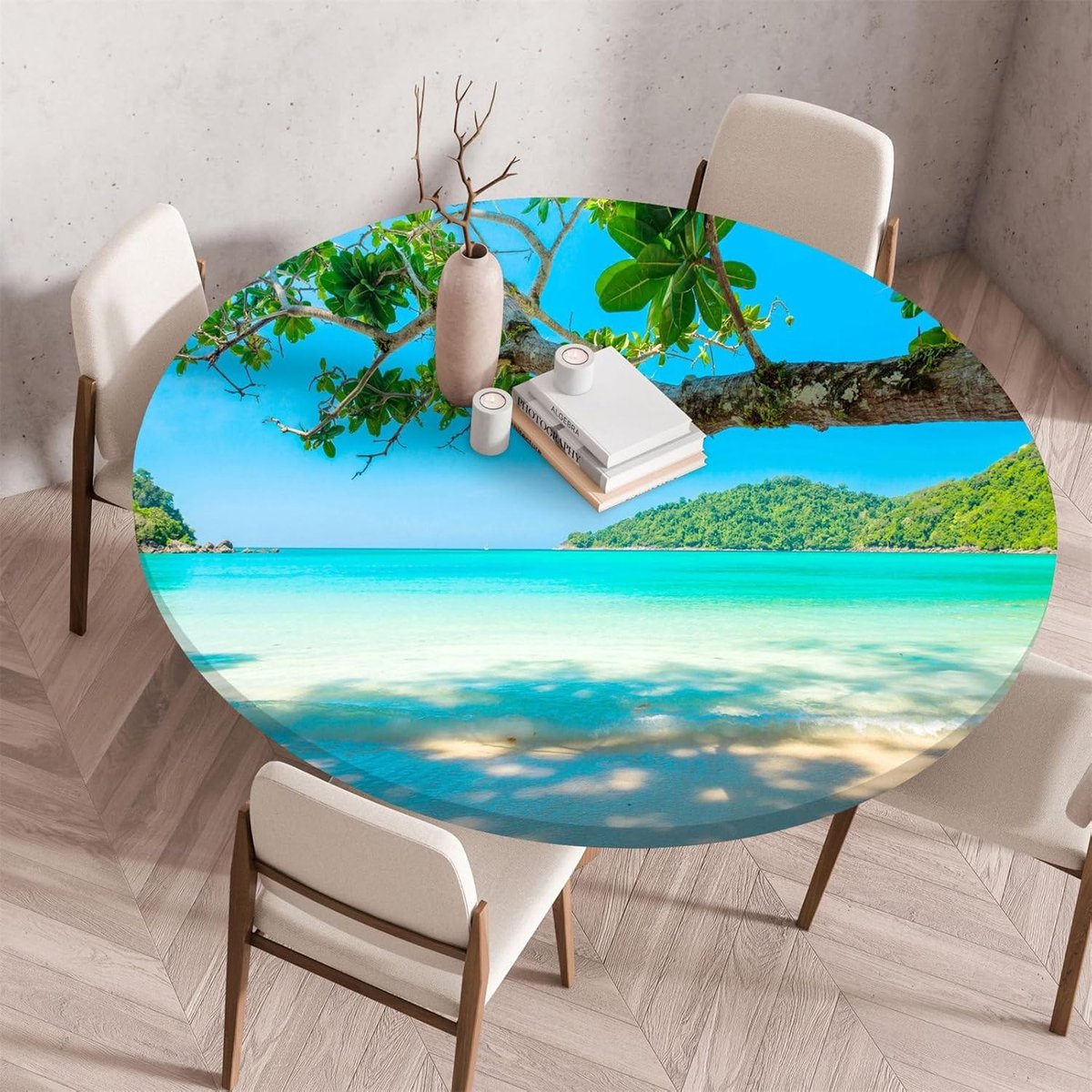 Rond Tafelkleed - Afveegbaar Tafelkleed - Keuken Beschermen - Elastische Rand - 60 cm - Oceaan