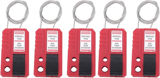 Verstelbare RVS Micro Kabelslot Set voor Lockout Tagout, 5 Stuks met 6mm en 8mm Sleuven, Veiligheidsoplossingen voor Elektrische Lockout en Beveiliging