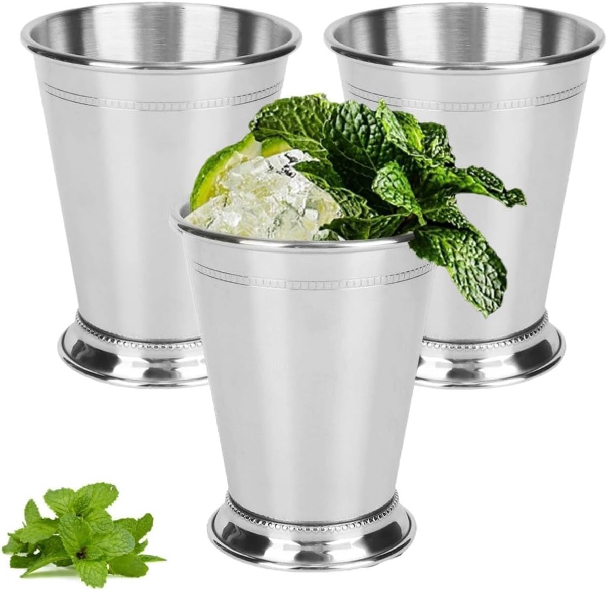 Set van 3 RVS Mint Julep Bekers voor Cocktails, Drankjes en Bier - 400ml Bar Accessoires voor Feestjes