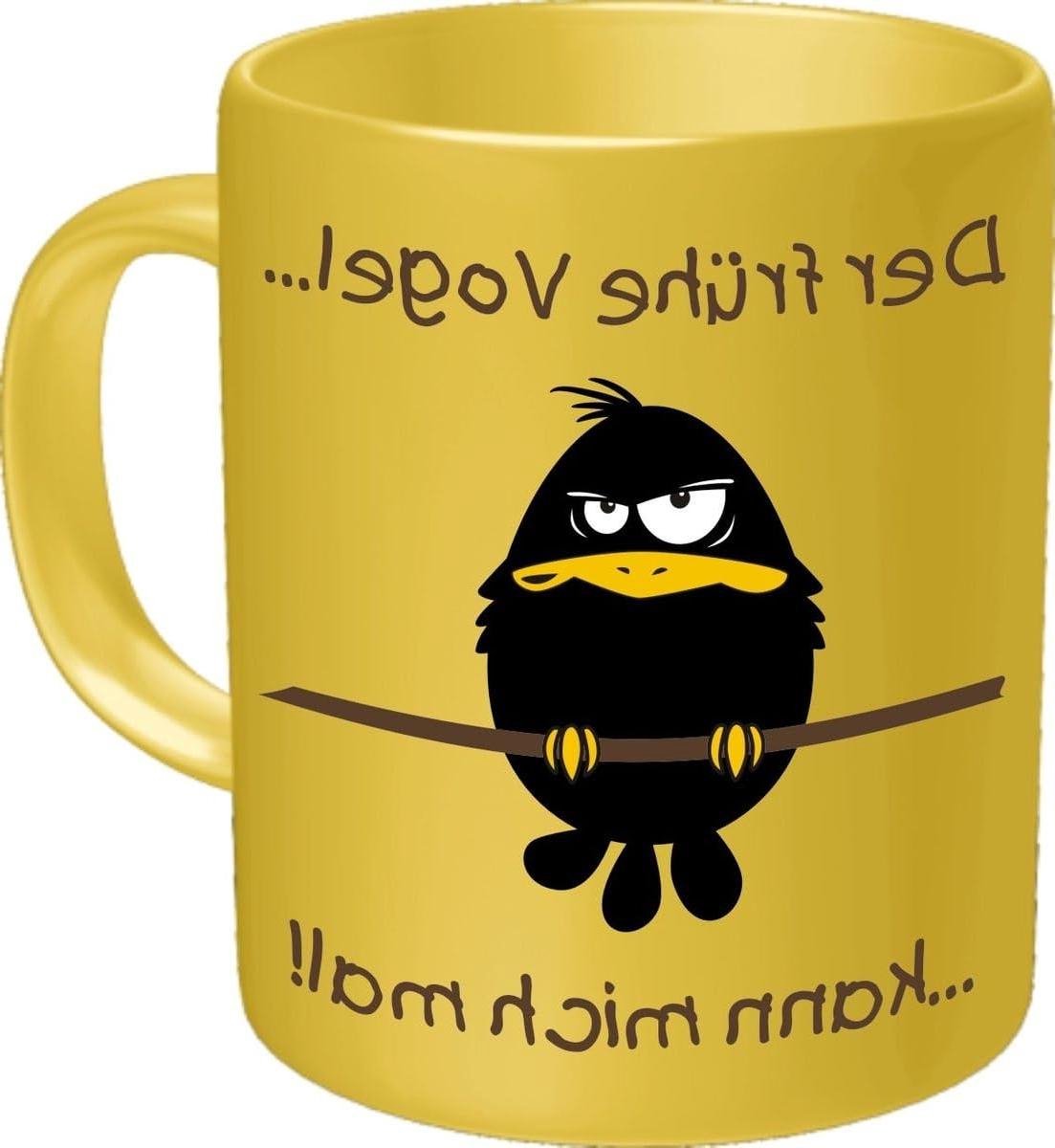 Mok - Kop Theeglas - Koffie Drinken - Grappige Tekst - Ø 85 H 95 cm - Geel