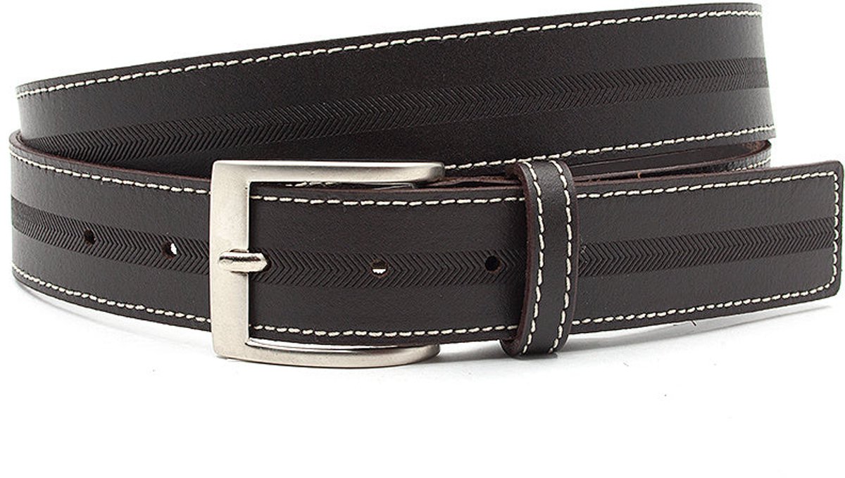 Donker bruine heren riem - 3.5 cm breed - Leer - Jeans riem - Casual - Maat 120
