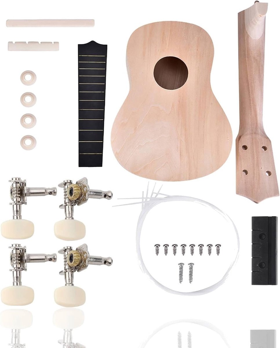 DIY Ukulele Kit 21 Inch voor Kinderen - 4 Snaren, Handgemaakte Gitaar met Installatietools en Muziekaccessoires