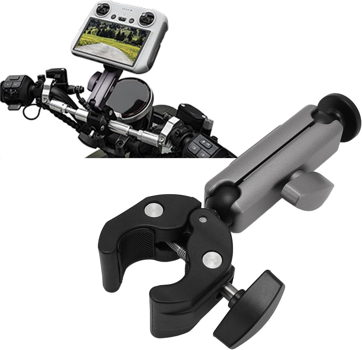 Fiets Mount - Stuurhouder Klem - Video Opnemen - Dubbele Kogelkop - 20-50 mm - Zwart