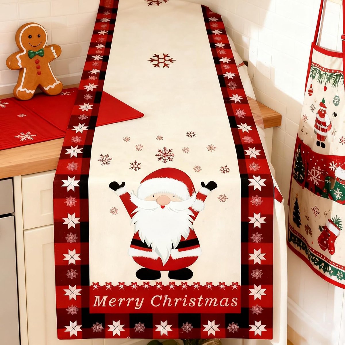 Rode Kerst Tafelloper 40x140 cm Rechthoekig Wasbaar Tafelkleed voor Kerstdecoratie