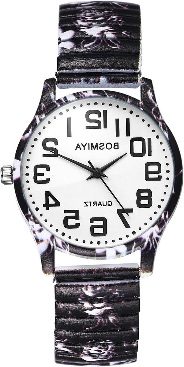 Dameshorloge - Armbandhorloge Analoog - Tijd Aflezen - Elastische Band - 3.2 cm Kast - Wit