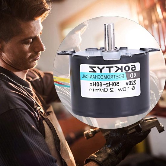 Kleine elektrische permanente magnetische synchrone motor 220V 10W met hoge koppel en metalen tandwielen voor draaiplateau en rotisserie (2.5/20RPM) — afbeelding 4