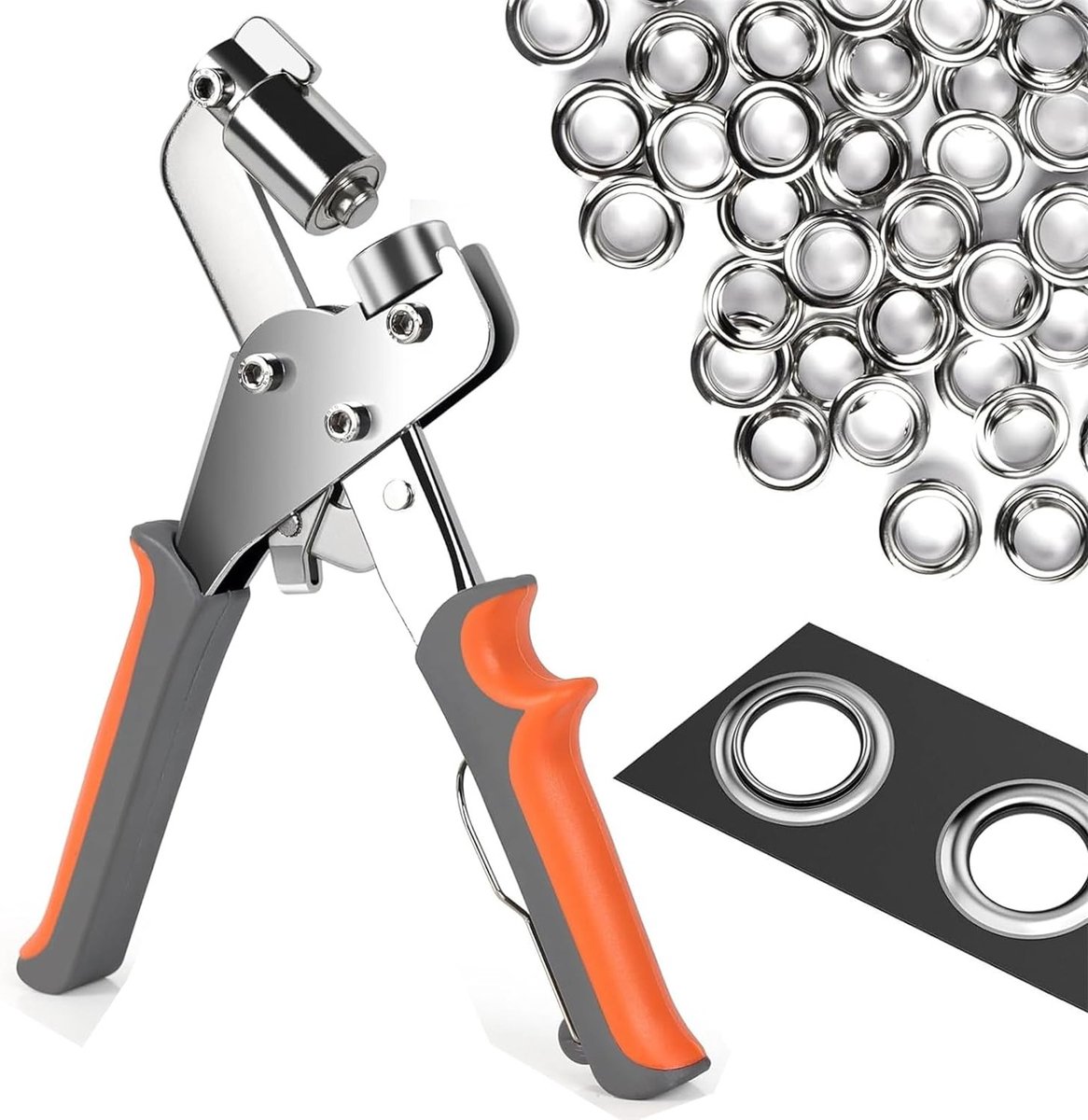 Professionele Eyelets voor Zeilen en Stoffen, Inclusief 300 Eyelets (10 mm), Magnetische Eyelet Pons van Koolstofstaal, Ideaal voor Leer, Tassen en Tentzeilen