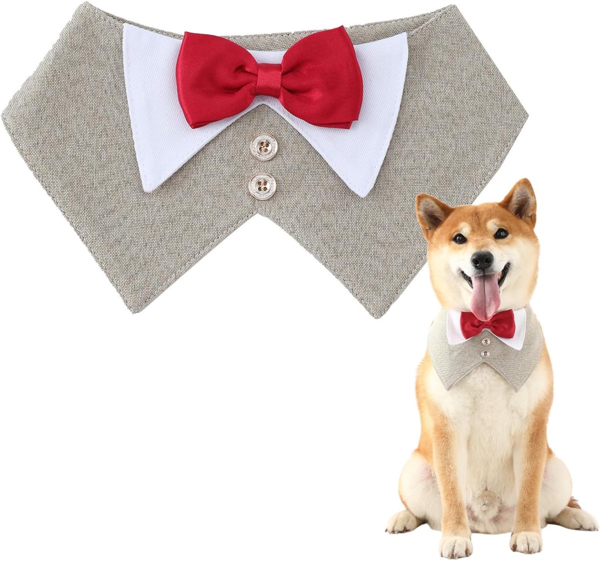 Verstelbare hondenvlinderdas & halsdoek – elegant hondenkostuum in UK-stijl voor bruiloften - Kerstmis - feestjes - hondenpak smoking tuxedo met klittenbandsluiting [XL]