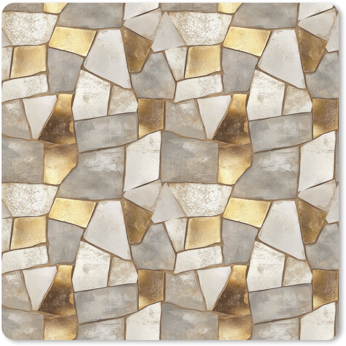 Muismat 20x20 cm - Mousepad Mozaïek - Marmer print - Goud - Muismatten