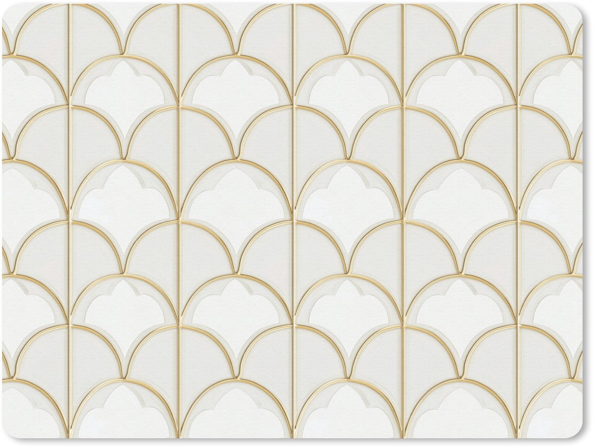 Muismat 12x10 cm - Mousepad Mozaïek - Bogen - Goud - Muismatten
