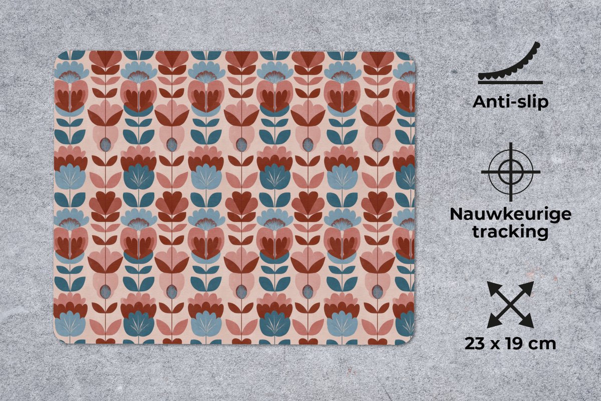 Muismat 12x10 cm - Mousepad Vintage - Motief - Kleurrijk - Muismatten