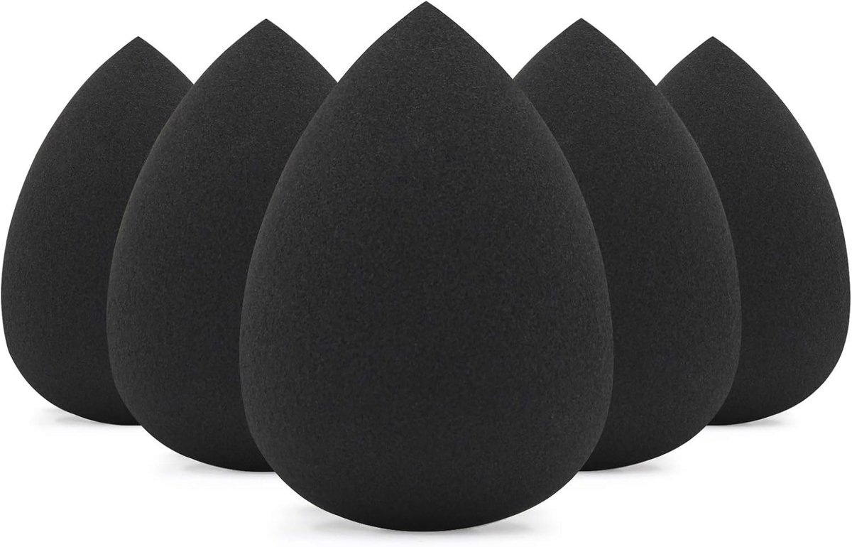 Pakket van 5 Zwarte Latex Free Vegan Foundation Make-up Sponge