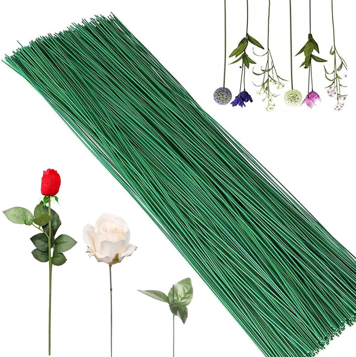 100 Stuks Groene Bloemendraad van 30 cm - 18 Gauge voor Bloemschikken en Creatieve Bloemstukken