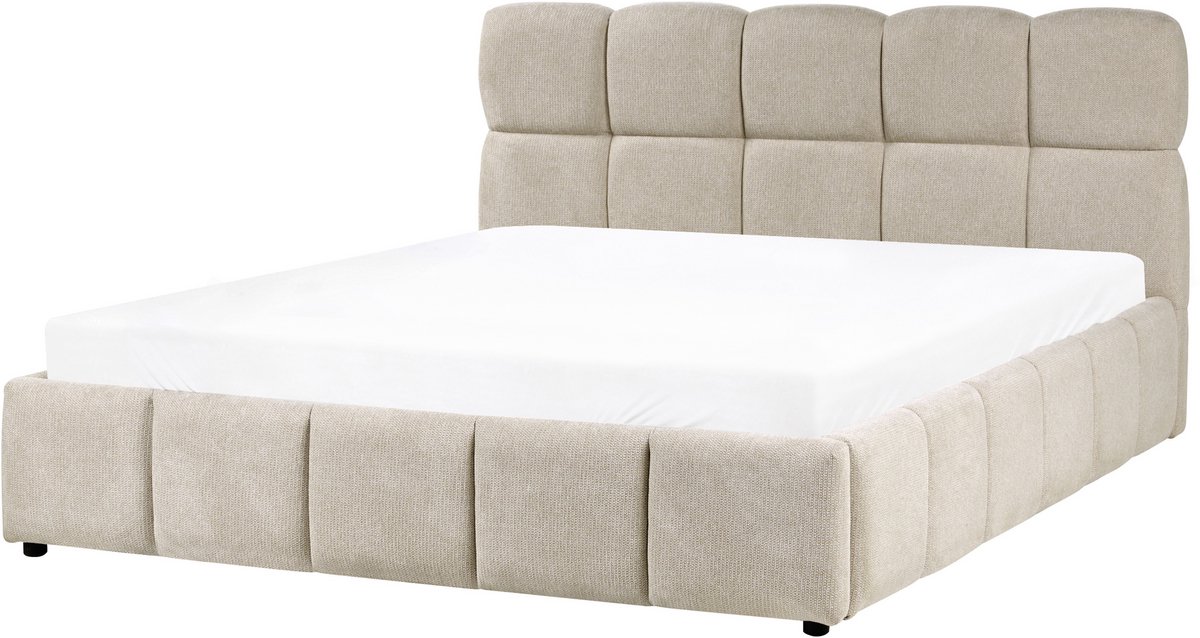 Beliani NOYON - Bed met opbergruimte - Taupe - 160 x 200 cm - Polyester Beige