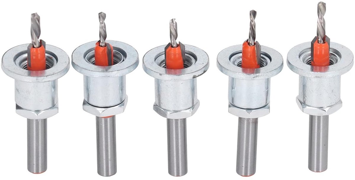 Set van 5 Verstelbare Valschroefboor Bits voor Hout en Metaal met Opbergdoos - Perfect voor Power Tools en Precisiewerk