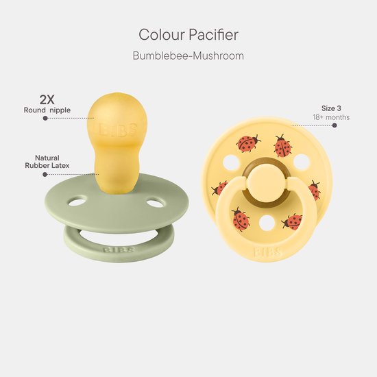 BiBs Studio Colour Fopspeen - Rond - 2 Stuks - 18+ Mnd - Ladybug Sage Mix van Merkloos — afbeelding 2