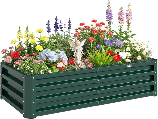 Outsunny - Bed - met open Bodem - gebogen Bovenranden - Groen